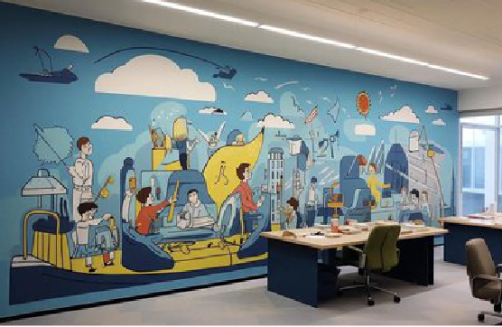 双柏办公室墙绘的特点。
