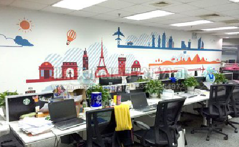 双柏教你设计办公室墙绘的方法。