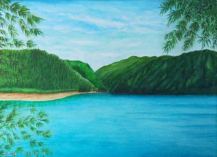 双柏在墙绘中，如何绘画绿水青山？